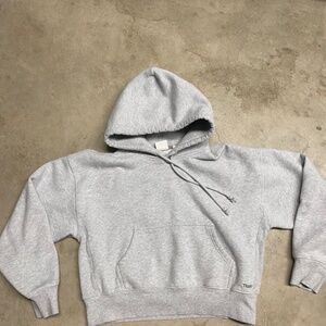 Aritzia Cozy Fleece Boyfriend Cropped Hoodie - Heather Grey  - Size M